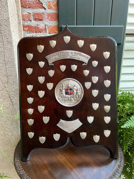 Antique English Order of the Odd Fellows Society Trophy Award c1939 Silver plate