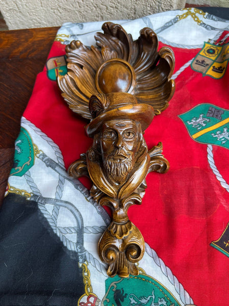 Antique French Wall Hanging Plaque Breton Brittany Carved Walnut c1890