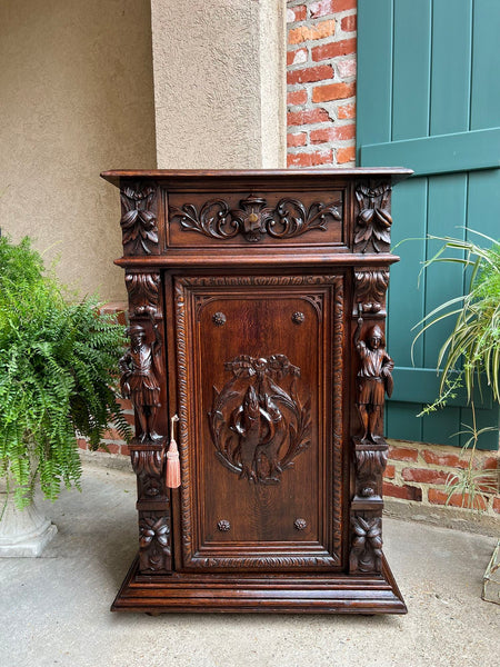 Antique French Cabinet Bar Sideboard Baroque Carved Oak c1880 Bookcase