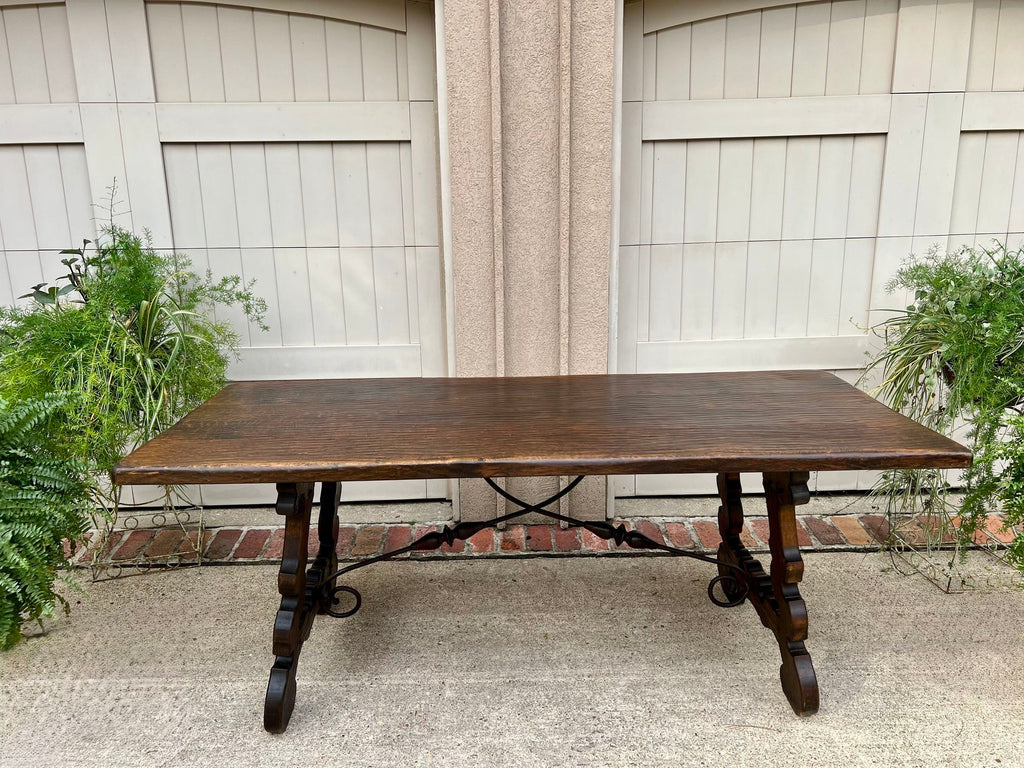 Antique French Oak Dining Table Spanish Catalan Console Kitchen Island c1910