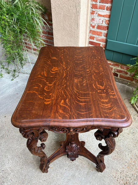 Antique French Sofa Hall Table Carved Oak Louis XV Rococo Side End Table