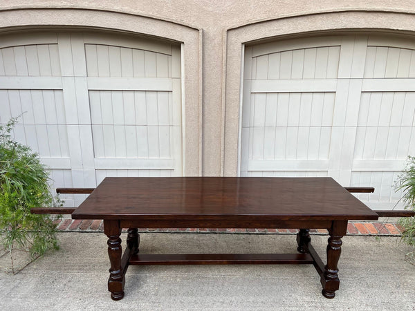 Antique French Oak Dining Farm Bakers Table Conference Office Library Desk c1920