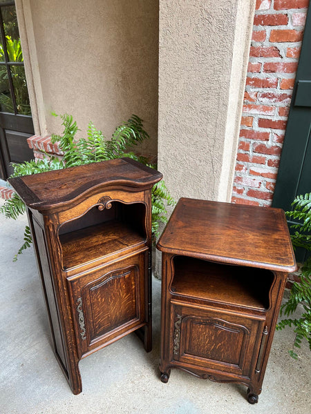 Tall Antique French Louis XV Hall Cabinet Tall Linen Closet Carved Oak Bookcase