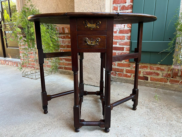 Petite Antique English Drop Leaf Side Sofa Table Mahogany Georgian Gateleg c1800