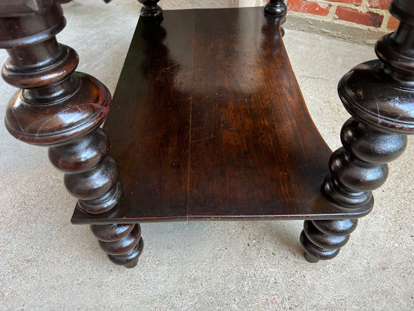 Antique English Hall Sofa Table Sideboard Carved Oak Bobbin Leg c1910