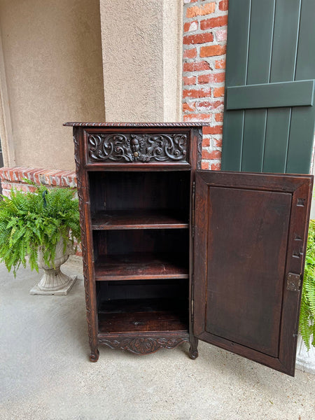 Antique French Cabinet Carved Oak Demeter Harvest Cornucopia Greek Goddess