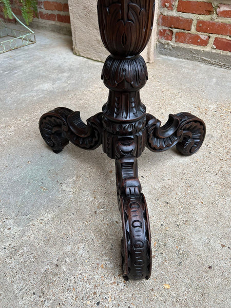 Antique English Carved Display Pedestal Stand Jardiniere Plant Bronze Table