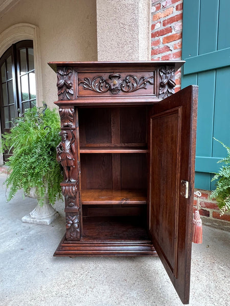 Antique French Cabinet Bar Sideboard Baroque Carved Oak c1880 Bookcase