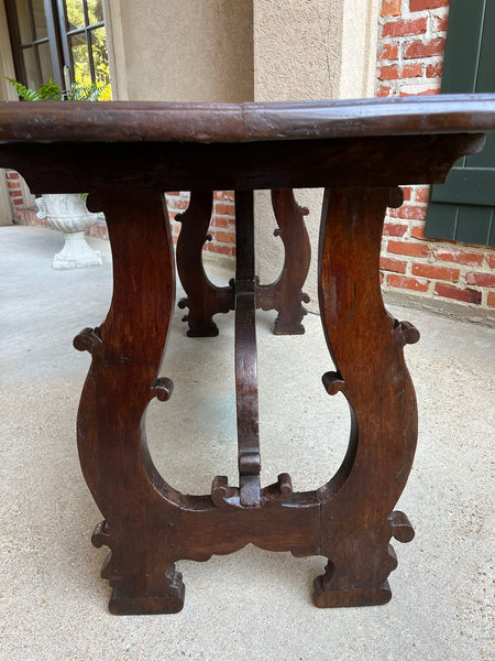 Antique Italian Trestle Dining Table Desk Walnut 5 ft Console Table circa1800