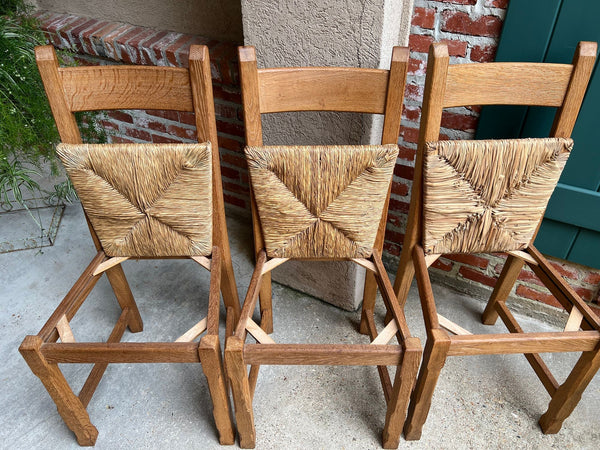 Set 6 Vintage French Ladder Back Dining Chairs Rush Seat Oak Country Farmhouse