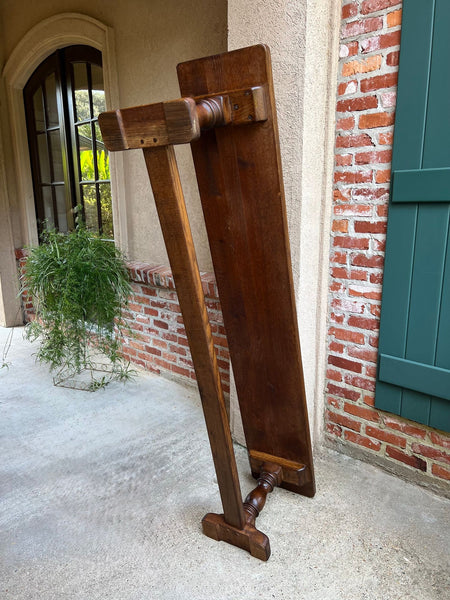 Antique French Tiger Oak Bench Dining Seat Farmhouse Country Ranch Vintage c1940
