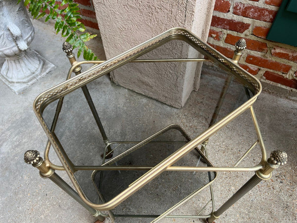 PETITE Vintage French Pastry Bar Cart Brass Glass Tray Serving Trolley Table