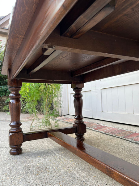 Antique French Oak Dining Farm Bakers Table Conference Office Library Desk c1920