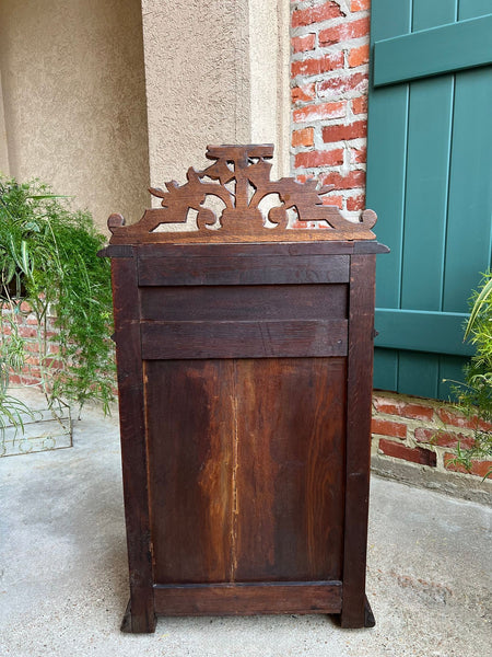Antique French Altar Lecturn Gothic Bible Box Podium Sacristy Cabinet Carved Oak