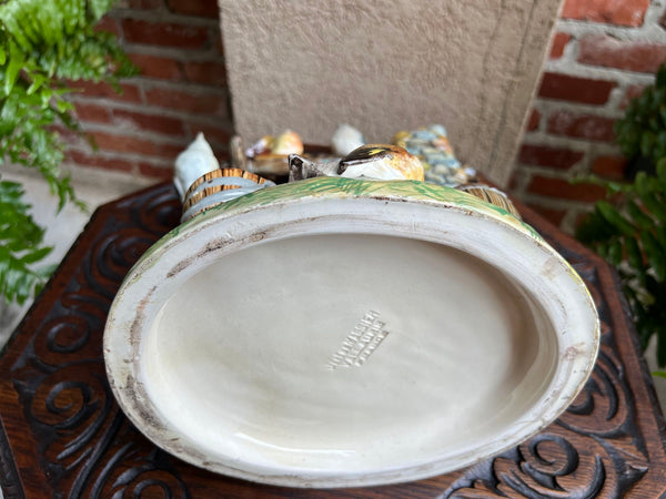 Antique French Majolica Bird Wishing Well Flower Holder Cache Pot Jerome Massier