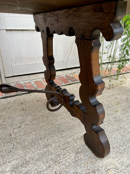 Antique French Oak Dining Table Spanish Catalan Console Kitchen Island c1910
