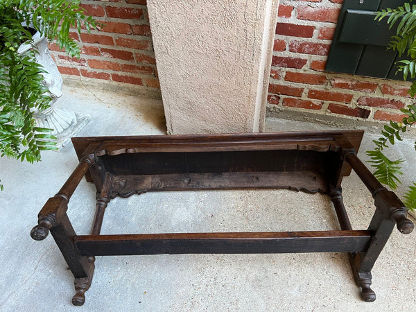 Antique English Oak Bench Stool Farmhouse Table Trestle Jacobean 4 ft c1890