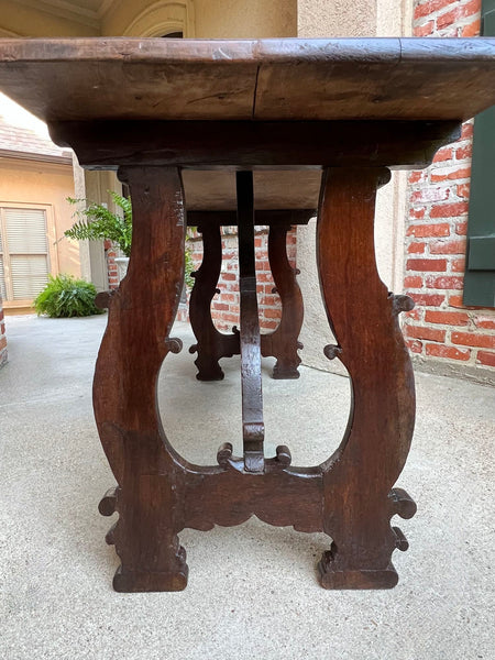 Antique Italian Trestle Dining Table Desk Walnut 5 ft Console Table circa1800