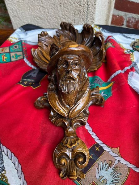 Antique French Wall Hanging Plaque Breton Brittany Carved Walnut c1890