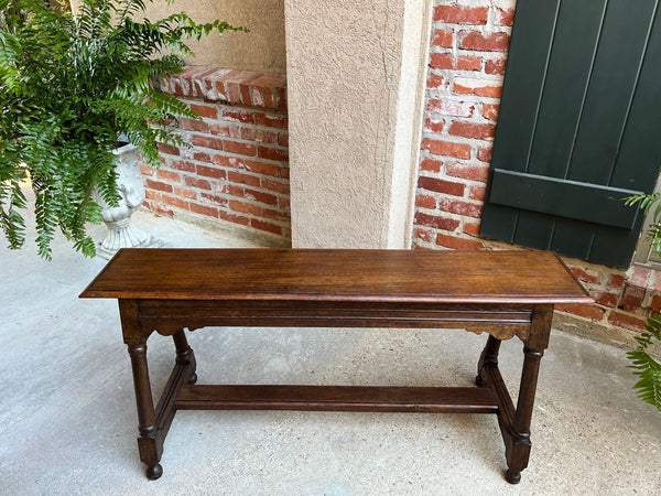 Antique English Oak Bench Stool Farmhouse Table Trestle Jacobean 4 ft c1890