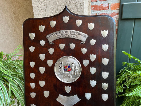 Antique English Order of the Odd Fellows Society Trophy Award c1939 Silver plate