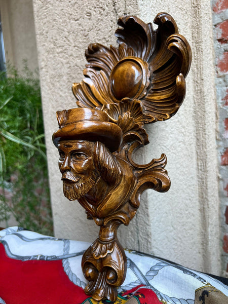 Antique French Wall Hanging Plaque Breton Brittany Carved Walnut c1890