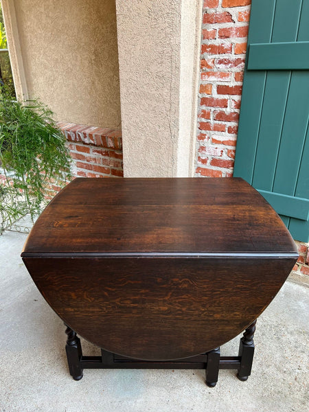 Antique English Drop Leaf Sofa Kitchen Table BARLEY TWIST Tiger Oak Gate Leg