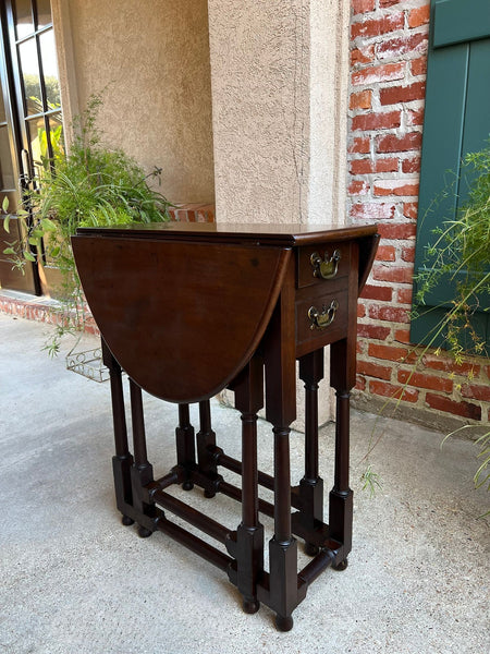 Petite Antique English Drop Leaf Side Sofa Table Mahogany Georgian Gateleg c1800