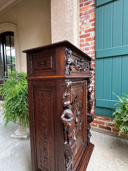Antique French Cabinet Bar Sideboard Baroque Carved Oak c1880 Bookcase