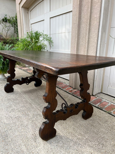 Antique French Oak Dining Table Spanish Catalan Console Kitchen Island c1910