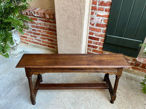 Antique English Oak Bench Stool Farmhouse Table Trestle Jacobean 4 ft c1890