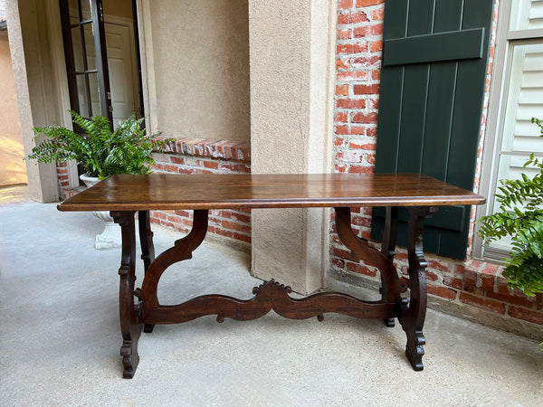 Antique Italian Trestle Dining Table Desk Walnut 5 ft Console Table circa1800