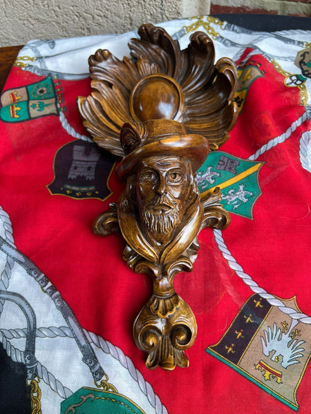 Antique French Wall Hanging Plaque Breton Brittany Carved Walnut c1890