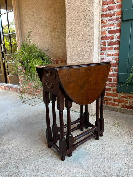 Petite Antique English Drop Leaf Side Sofa Table Mahogany Georgian Gateleg c1800