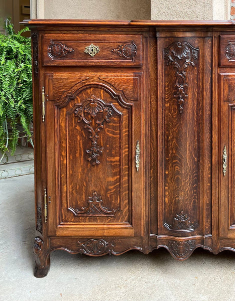 Antique French Sideboard Foyer Cabinet Louis XV Carved Tiger Oak 19th c