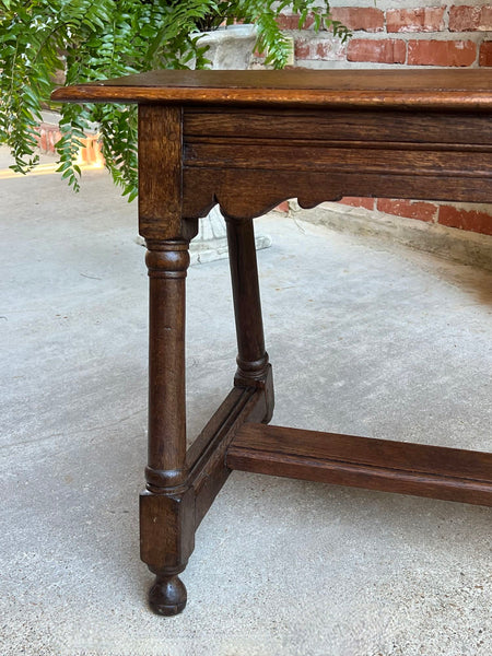 Antique English Oak Bench Stool Farmhouse Table Trestle Jacobean 4 ft c1890