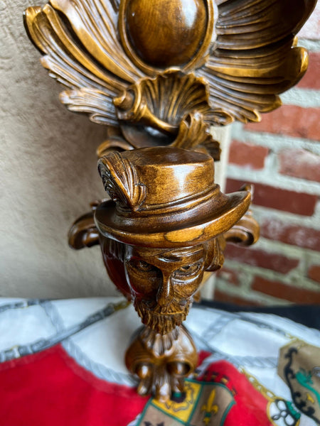 Antique French Wall Hanging Plaque Breton Brittany Carved Walnut c1890