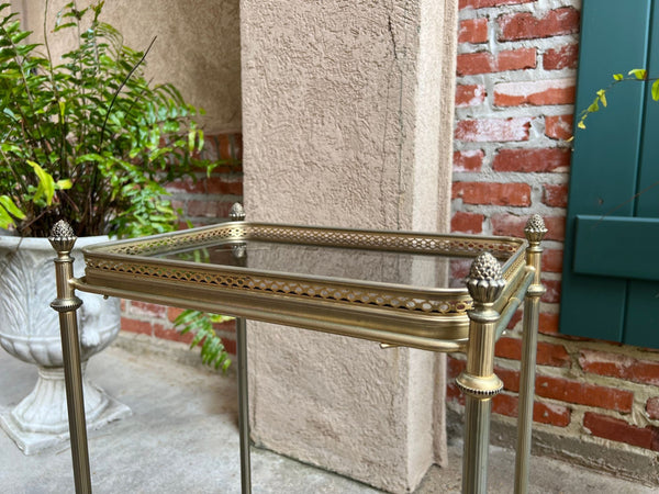 PETITE Vintage French Pastry Bar Cart Brass Glass Tray Serving Trolley Table