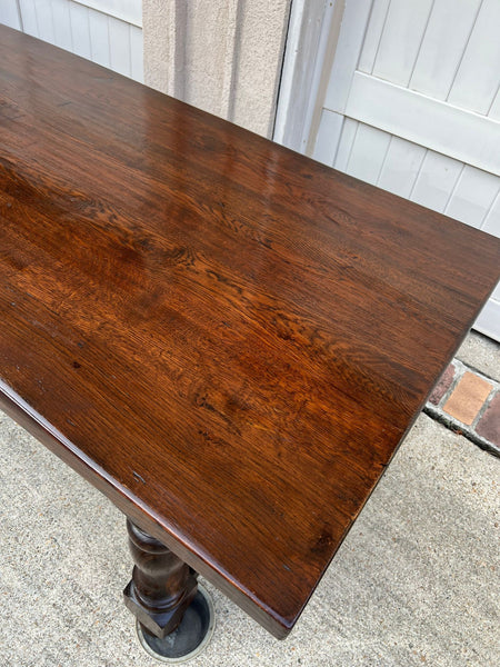 Antique French Oak Dining Farm Bakers Table Conference Office Library Desk c1920