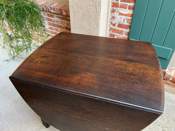 Antique English Drop Leaf Sofa Kitchen Table BARLEY TWIST Tiger Oak Gate Leg