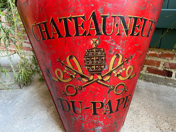 Antique French Vineyard Grape Hod Wine Bucket Winery RED Urn Fireside Box c1890