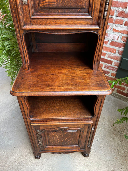 Tall Antique French Louis XV Hall Cabinet Tall Linen Closet Carved Oak Bookcase