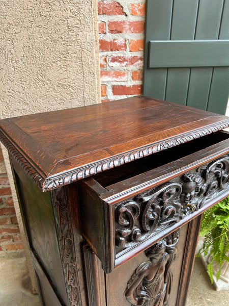 Antique French Cabinet Carved Oak Demeter Harvest Cornucopia Greek Goddess