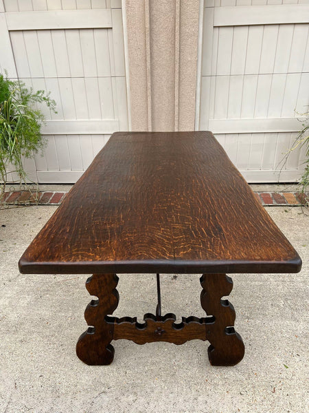 Antique French Oak Dining Table Spanish Catalan Console Kitchen Island c1910