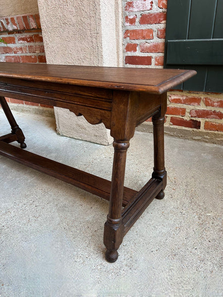 Antique English Oak Bench Stool Farmhouse Table Trestle Jacobean 4 ft c1890
