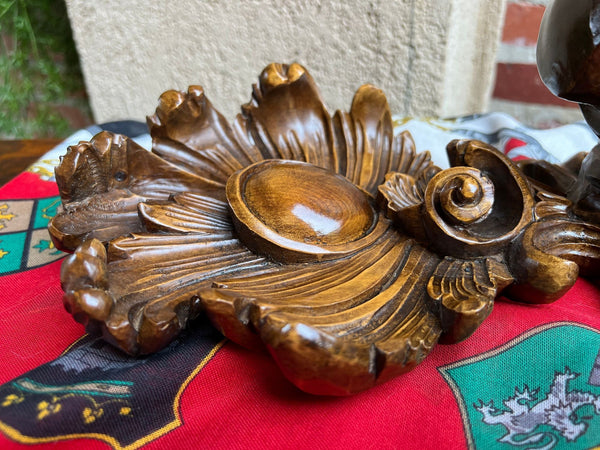 Antique French Wall Hanging Plaque Breton Brittany Carved Walnut c1890