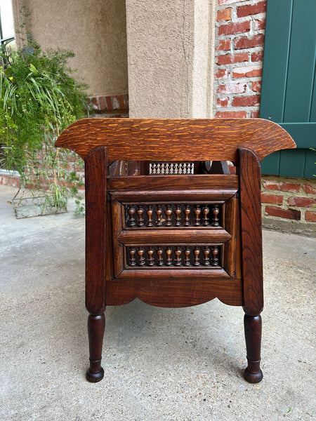 Antique French Carved Planter Breton Brittany Oak Doll Bed Fireside Box c1890