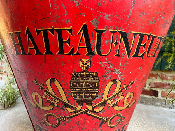 Antique French Vineyard Grape Hod Wine Bucket Winery RED Urn Fireside Box c1890
