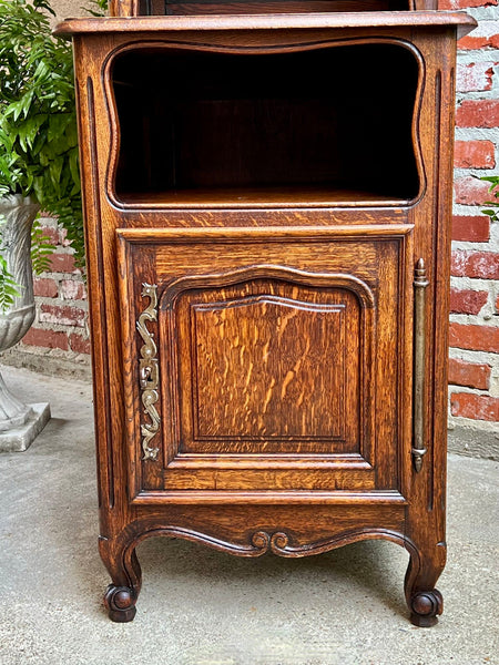 Tall Antique French Louis XV Hall Cabinet Tall Linen Closet Carved Oak Bookcase