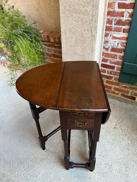 Petite Antique English Drop Leaf Side Sofa Table Mahogany Georgian Gateleg c1800